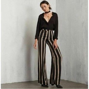 Reformation Testino Jagger Black Striped Wide Leg Pants Sheer Trouser Pant Sz 2